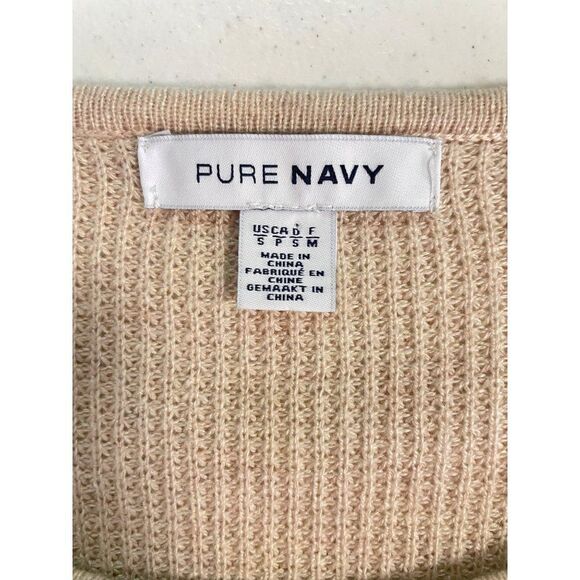 Pure Navy Tan & White Long Sleeve Sweater Top Small - Picture 4 of 4